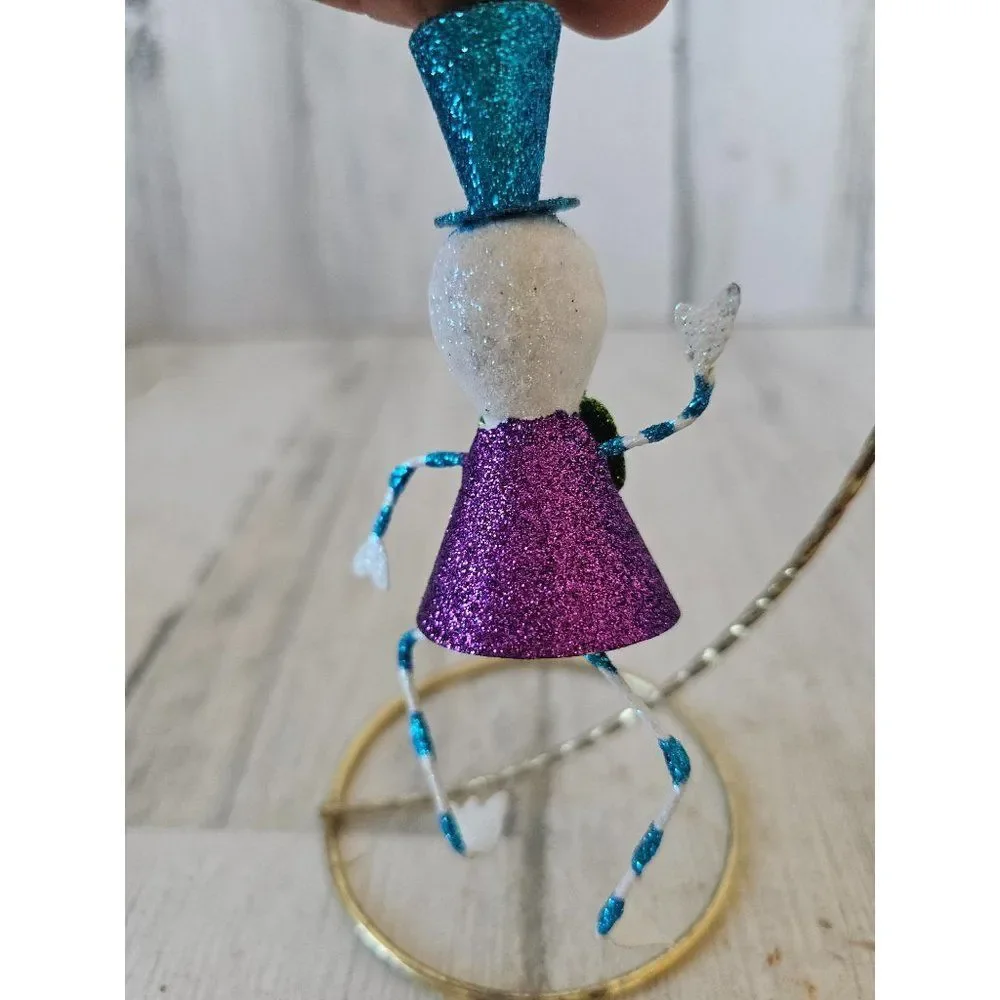 Pier 1‎ skeleton glitter Halloween ornament skull vintage Xmas tree unique
